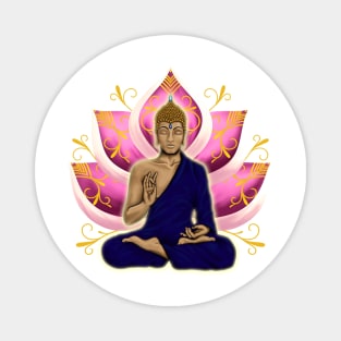 Abhaya Mudra Buddha with Pink Lotus Flower Magnet